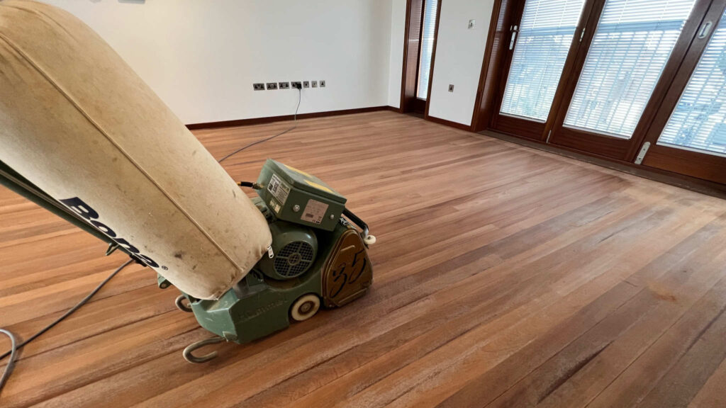 Office flooring being sanded by Mark Antony & Sons